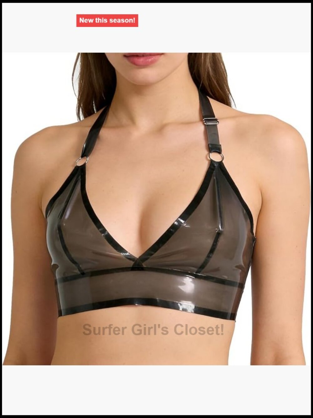 Natural Latex Clear Black Bra, Rubber Soft Bras No Steel Ring